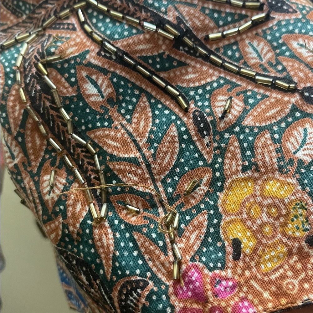 Coachella Vintage Creazioni Effeci Beaded Vest Multi Colored Florals - Picture 6 of 9
